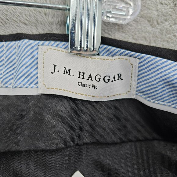 JM Haggar Dress Pants Slacks 42x30 Black Classic Fit Stretch Waist Comfortable - Picture 2 of 10